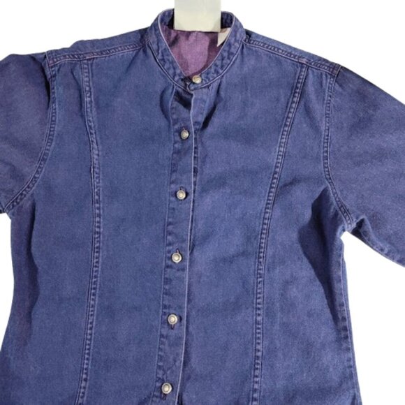 Western Wear for Women Wrangle Demin Blue and Pink Button Down Shirt Size Small - Picture 6 of 9